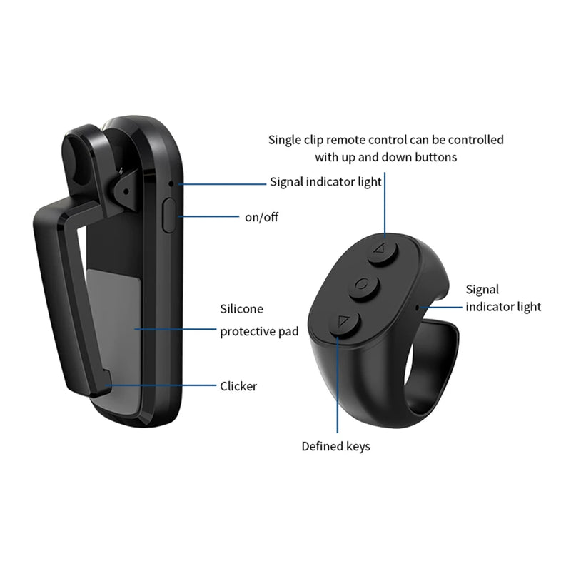 Girapagina con telecomando Anello con punta delle dita ricaricabile di tipo C Girapagina RC Clicker remoto per fotocamera per Kindle e tablet