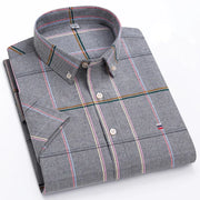 Camicia Oxford da uomo Bamboople – maniche corte, traspirante, casual business, plaid, estate e primavera - Campeda