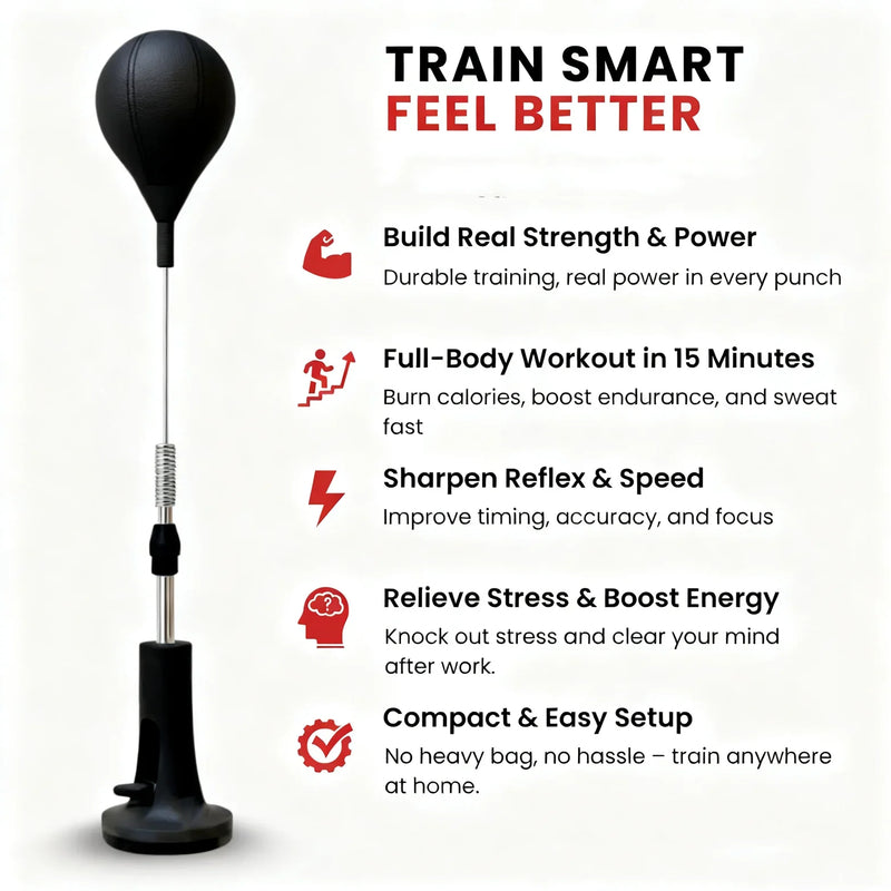Sacco da Boxe Cobra Reflex con Asta Regolabile – Allenamento Velocità e Riflessi Home Fitness - Campeda