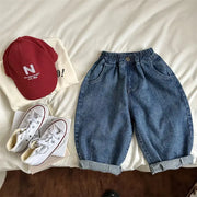 Autunno Bambini Pantaloni in denim Jeans larghi per ragazzi e ragazze Casual Trendy - immagine 2