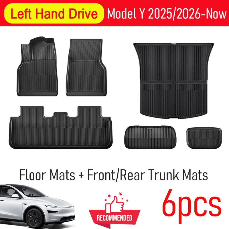 Tappetini Tesla Model Y Juniper 2025-2026 – Set Completo Bagagliaio + Schienale + Cargo Liner Impermeabili Antigraffio Accessori Interni - Campeda