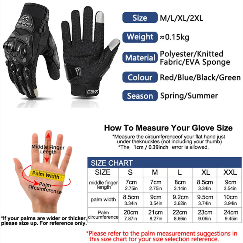 Guanti Moto Estivi Touch Screen – Traspiranti Antiscivolo con Protezione Nocche, Guanti Motocross e Racing Unisex - Campeda