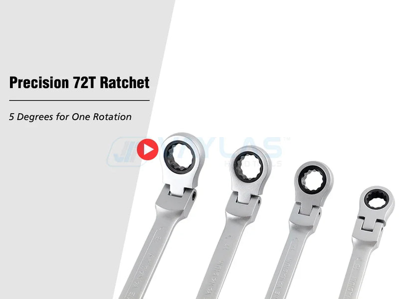 Chiave combinata lucida opaca da 8-19 mm Testa flessibile 72T Cricchetto e estremità aperta Chiave a coppia elevata Utensili manuali di riparazione Chiavi a cricchetto