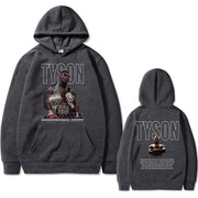 Boxing King Mike Tyson Felpa con cappuccio stampa fronte-retro Uomo e donna Cool - Grigio scuro S - immagine 25