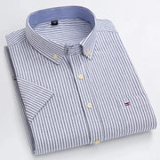 Camicia Oxford da uomo Bamboople – maniche corte, traspirante, casual business, plaid, estate e primavera - Campeda