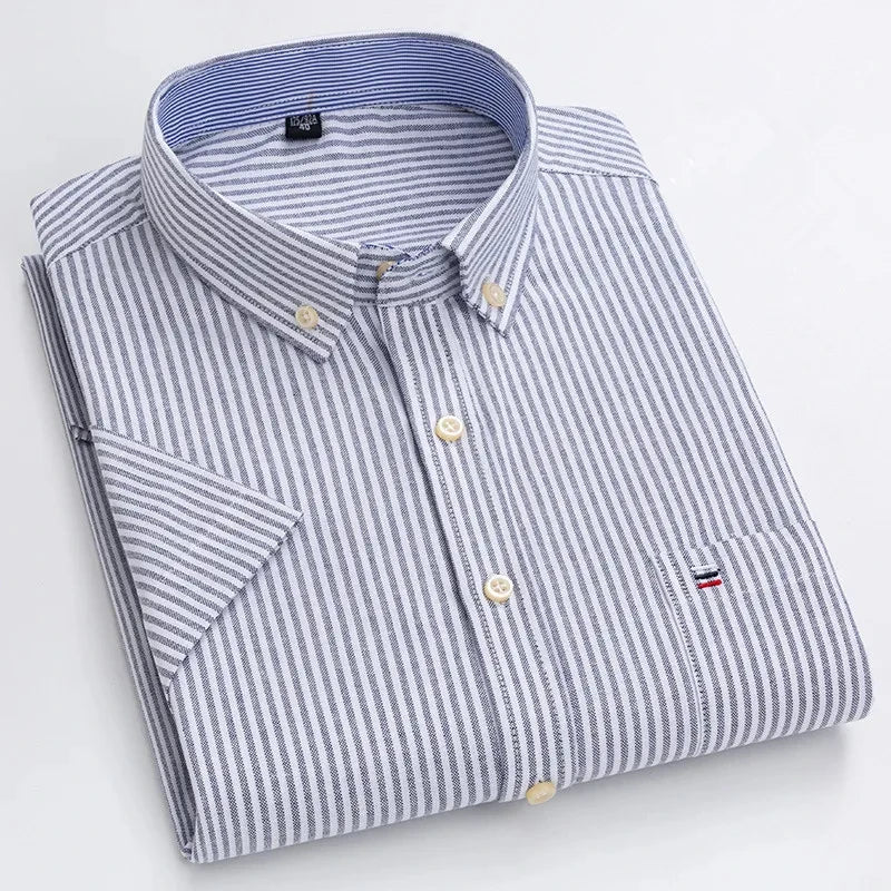 Camicia Oxford da uomo Bamboople – maniche corte, traspirante, casual business, plaid, estate e primavera - Campeda