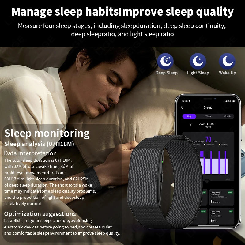 LIGE Braccialetti intelligenti senza schermo con frequenza cardiaca Sonno AI Monitor - immagine 7