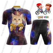 Maglia da ciclismo per bambini divertente cartone animato gatto Set estate manica - immagine 18
