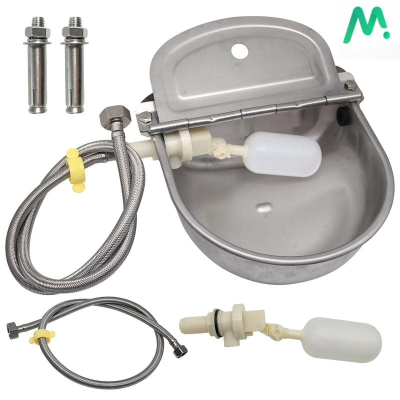 1 Set Ciotola Automatica per Mucca Tubo Alimentatore d'Acqua in Acciaio Galleggiante