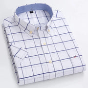 Camicia Oxford da uomo Bamboople – maniche corte, traspirante, casual business, plaid, estate e primavera - Campeda