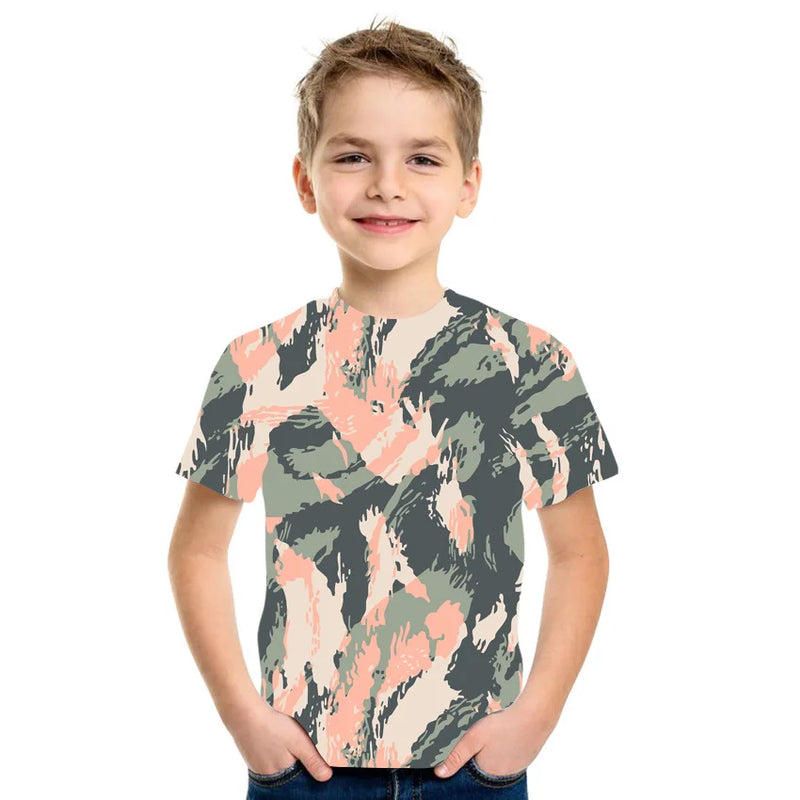 Abbigliamento per bambini Camouflage Colore Stampa 3D T-shirt Ragazzi Ragazze 2-10 - immagine 8