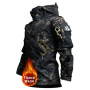 Soft Shell Suit Uniforme militare Cappuccio Top impermeabile Pantaloni a maniche - Black Camo Jackets S for 45-55kg - immagin