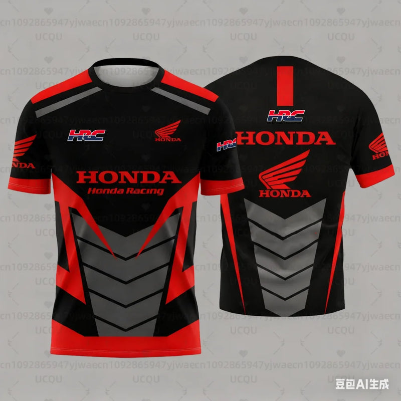 T-Shirt Moto HONDA Racing Quick Dry – Maglia Sportiva Traspirante con Stampa 3D, T-Shirt Tecnica Uomo/Unisex - Campeda