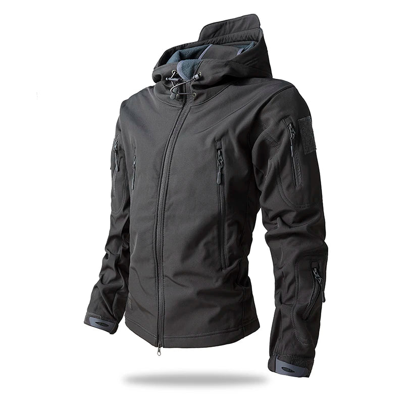 giacca tattica Soft Shell da uomo in pile invernale con cappuccio cappotto caccia - immagine 10