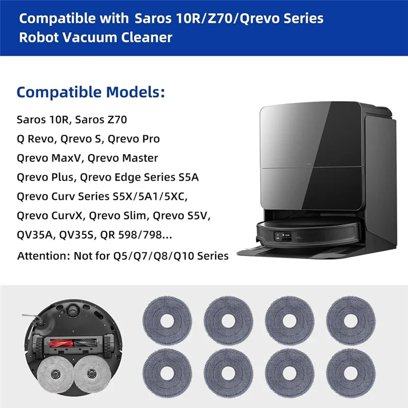 Kit di sostituzione del pad in microfibra per Roborock Saros 10R/Z70 Q Revo/Qrevo S/Qrevo Pro/Qrevo Master/Qrevo Plus/Qrevo Curv