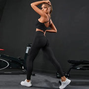 2 pezzi tuta da donna Seamless Yoga Set allenamento abbigliamento sportivo palestra - immagine 5