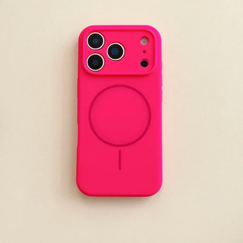 Custodia rosa in silicone per iPhone 17 Pro Max con ricarica wireless magnetica