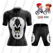 Maglia da ciclismo per bambini divertente cartone animato gatto Set estate manica - immagine 2