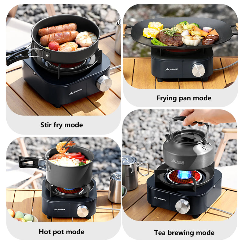 Fornello da Campeggio BISINNA 4000W – Stufa a Gas Portatile ad Alta Potenza con Accensione, Bruciatore Outdoor Trekking Picnic
