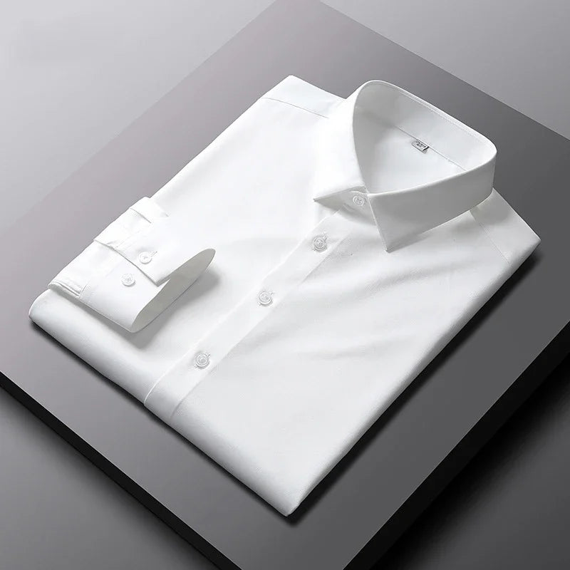 Camicia casual da uomo – smart casual, maniche lunghe, chiusura monopetto, tinta unita