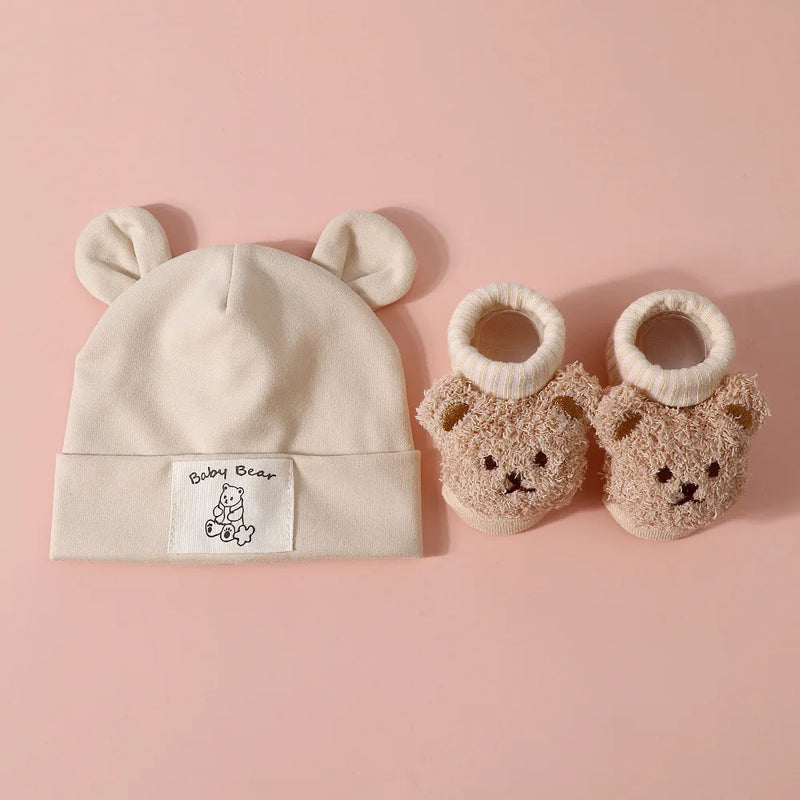 Set 2 Pezzi Cappello con Orecchie da Orso e Calzini in Maglia per - immagine 5