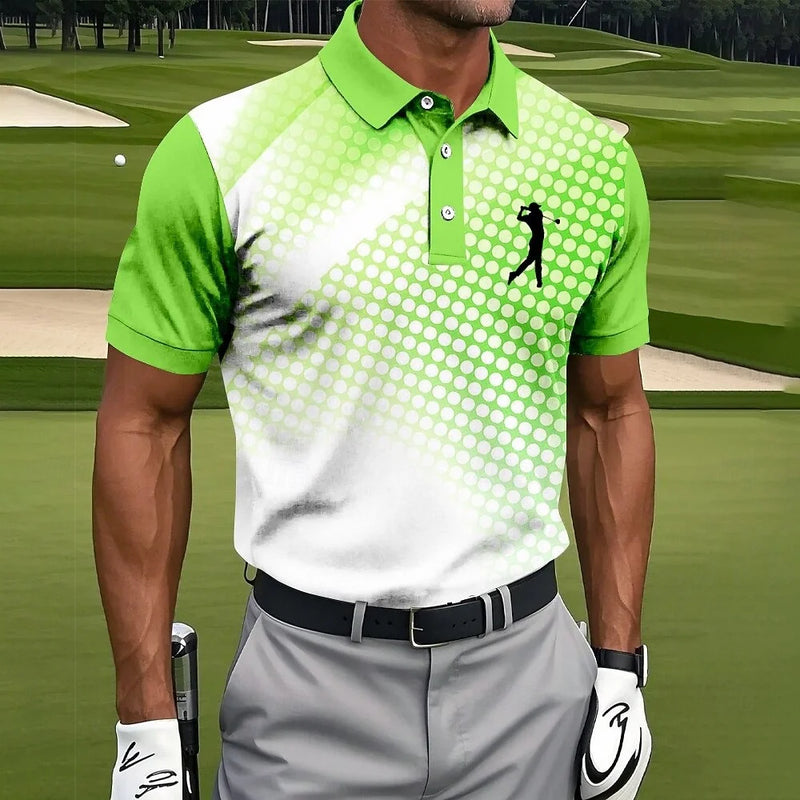Polo da golf con design a pois circolari sfumati Abbigliamento uomo Sport all'aria - immagine 2