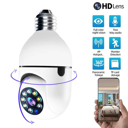 Telecamera IP WiFi 4G E27 Lampadina Cam 3MP Wireless Baby Monitor AI Tracciamento