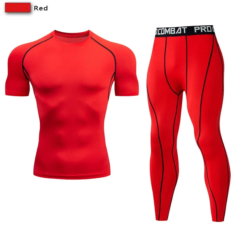 2 pezzi tuta sportiva a compressione da uomo allenamento elastico set yoga jogging - immagine 12