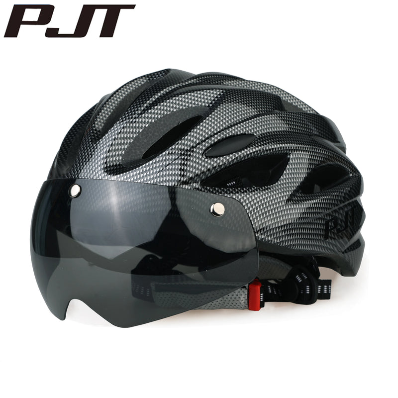 Casco Ciclismo PJT con Occhiali Magnetici – MTB e Strada Ultraleggero con Visiera Rimovibile