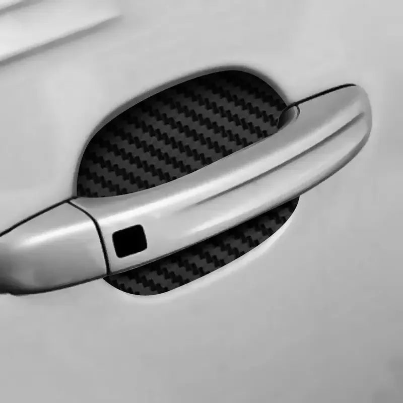 Adesivi Protezione Maniglie Auto 4 Pezzi – Pellicola Antigraffio in PVC Effetto Fibra di Carbonio, Copertura Portiera Universale - Campeda