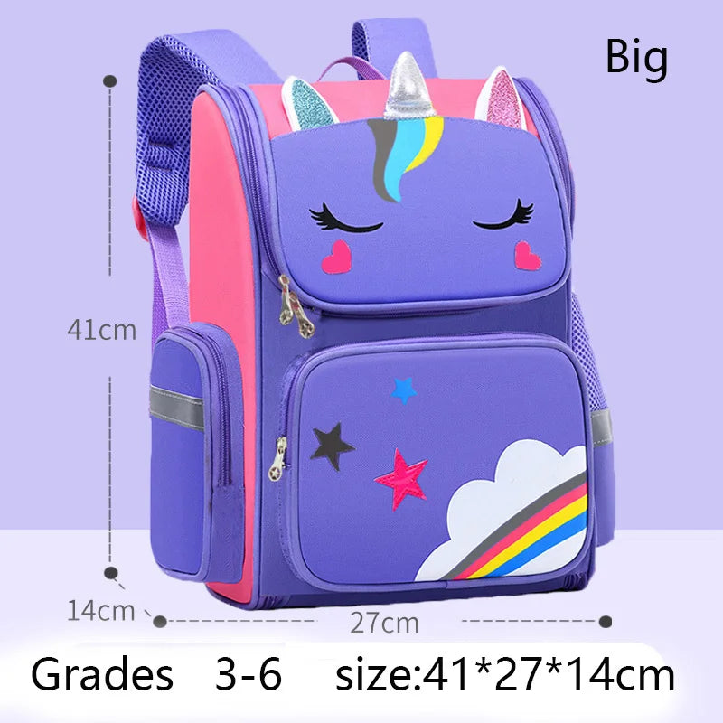 Zaino bambina unicorno impermeabile, zaino scuola ragazza con occhi arcobaleno, zaino viaggio leggero per bambine e adolescenti