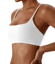 Reggiseno sportivo incrociato sul retro in tessuto super morbido fitness top - Whtie S - immagine 19
