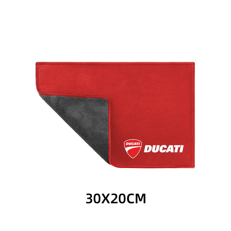 Panno Microfibra Moto Ducati 30x30 cm – Panno Pulizia in Pelle Scamosciata per Panigale, V4, V2, Scrambler, Diavel