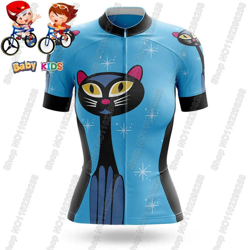 Maglia da ciclismo per bambini divertente cartone animato gatto Set estate manica - 2 S - immagine 13