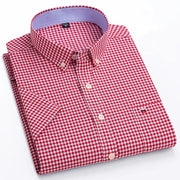 Camicia Oxford da uomo Bamboople – maniche corte, traspirante, casual business, plaid, estate e primavera - Campeda