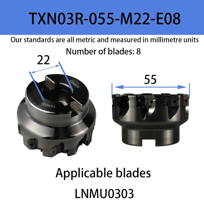 DMIX EXN03R Barra per fresa LNMU0303 Portautensili per fresatura con inserto bifacciale ad avanzamento rapido