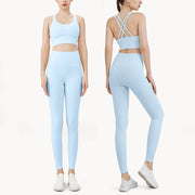 Completo fitness donna ZHUMU GYM – set yoga 2 pezzi con leggings con tasche, traspirante e quick dry - Campeda