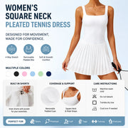 Abito da tennis plissettato con scollo quadrato donna - immagine 3