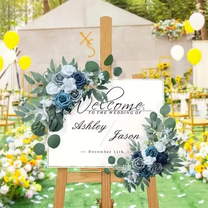 Kit Decorativo Floreale Boho per Arco Nuziale Fiori artificiali Dusty Rose e Blue Eucalyptus per matrimoni ed eventi