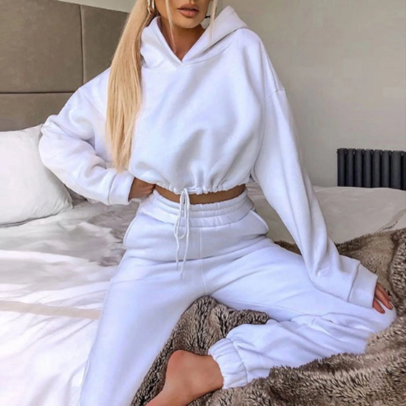 Tuta donna oversize streetwear – set felpa con cappuccio e pantaloni jogging caldi primavera, autunno inverno - Campeda
