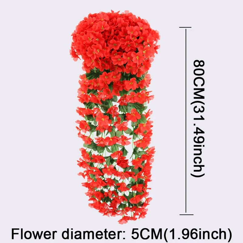 Ghirlanda di Fiori Artificiali Pendenti 90/80 CM Decorazione floreale elegante per casa, giardino, matrimoni ed eventi