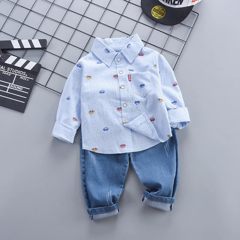 Primavera Autunno Neonati maschi Vestiti Vestito Infantile Abiti Per Bambini Camicia - immagine 5