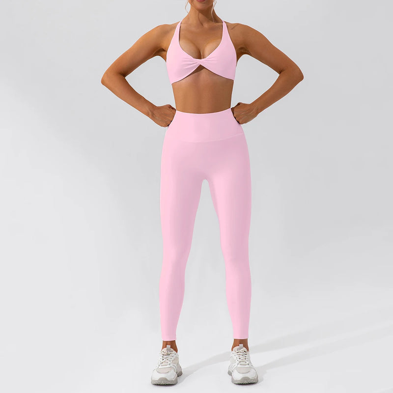 Completo fitness donna 2 pezzi hearuisavy – leggings push up vita alta e top maniche lunghe, traspirante quick dry - Campeda
