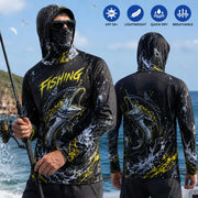 Maglia da Pesca con Cappuccio per Uomo Protezione Solare UPF - immagine 3