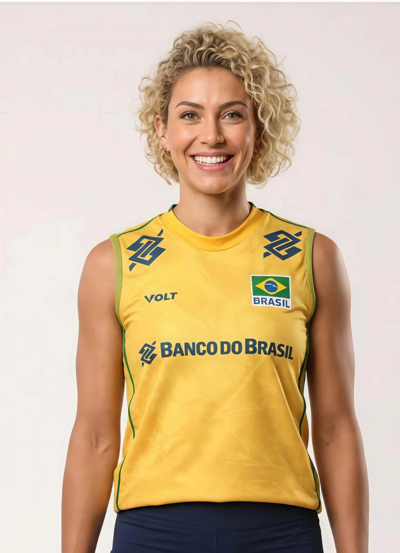 -27 Maglia Senza Maniche da Pallavolo Brasile Estiva Uomo Donna Traspirante Canotta - B32506 S(US 36)