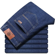 Jeans dritti da uomo Tsingyi – smart casual, elasticizzati, vita media, blu e nero - Campeda