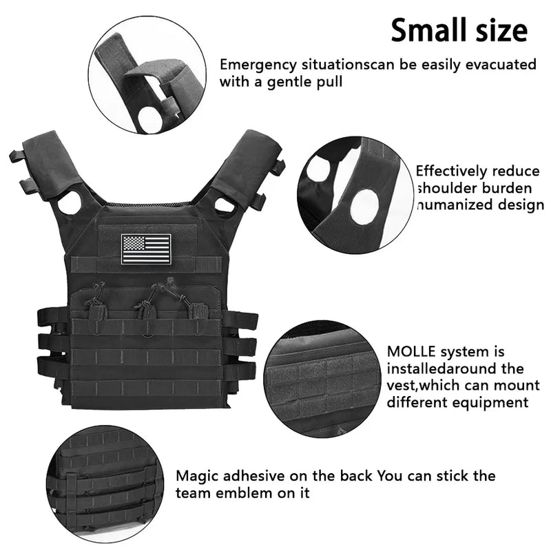 Gilet da allenamento per esterni MOLLE (incluso emblema bandiera americana) con - immagine 9