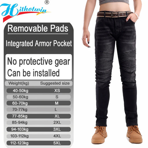 Jeans Moto Donna Protettivi – Pantaloni Motocross con Protezioni Ginocchia, Fianchi e Coccige, Stile Casual Sicurezza Riding - Campeda