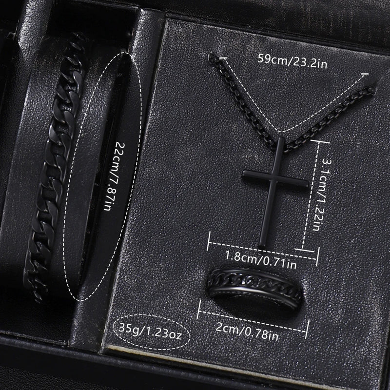 Set Uomo 4 Pezzi con Orologio – Bracciale, Collana e Anello, Idea Regalo Perfetta - Campeda