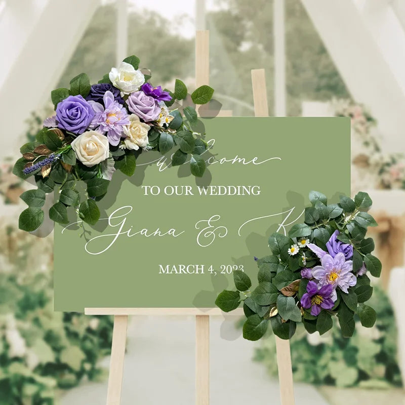 Kit Decorativo Floreale Boho per Arco Nuziale Fiori artificiali Dusty Rose e Blue Eucalyptus per matrimoni ed eventi